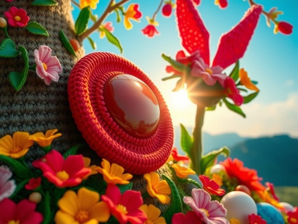 Easter Celebration in Vibrant, Dreamlike Klimt-Inspired Croc...