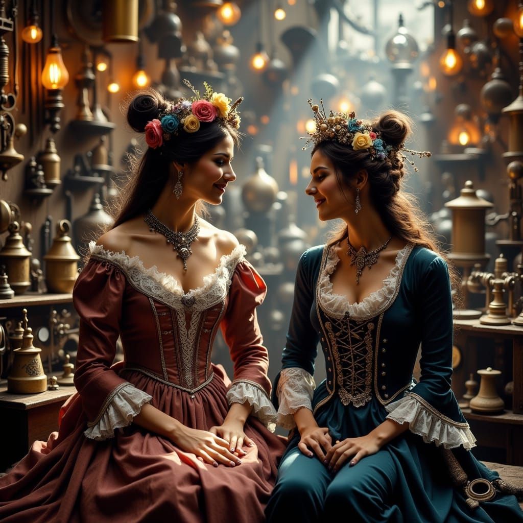 Eudoxia and Anna Mons in Steampunk Workshop