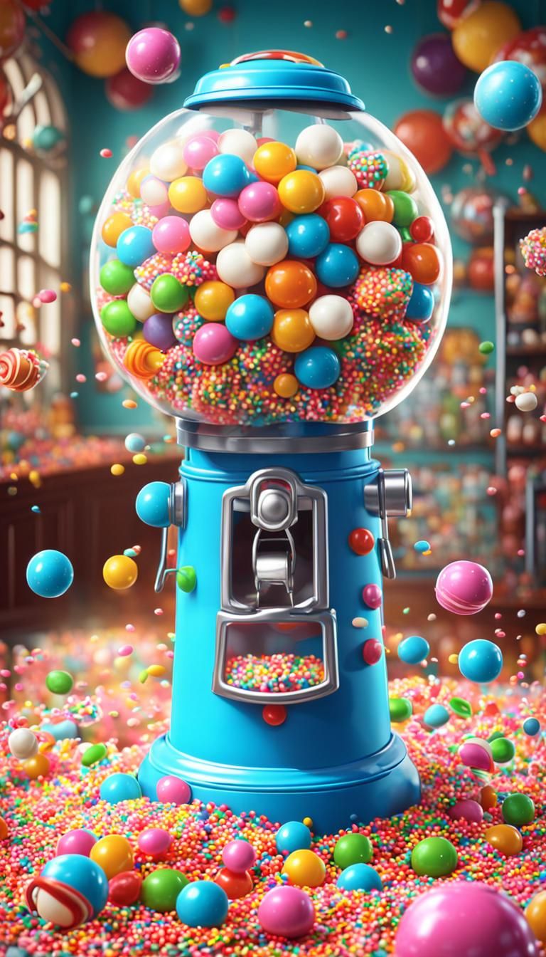 Cartoon Gumball Machine Poster in Sweet Shop
