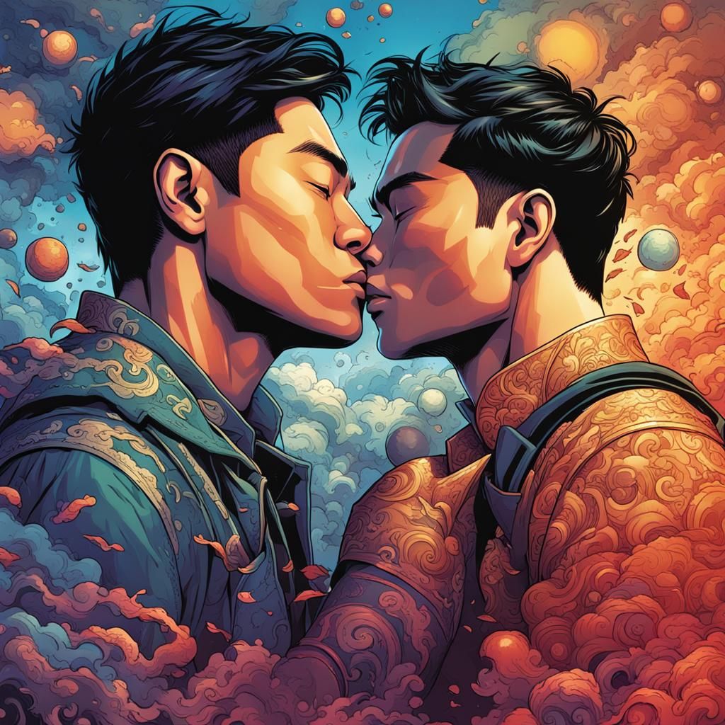 Embrace in Comic Book Art Style