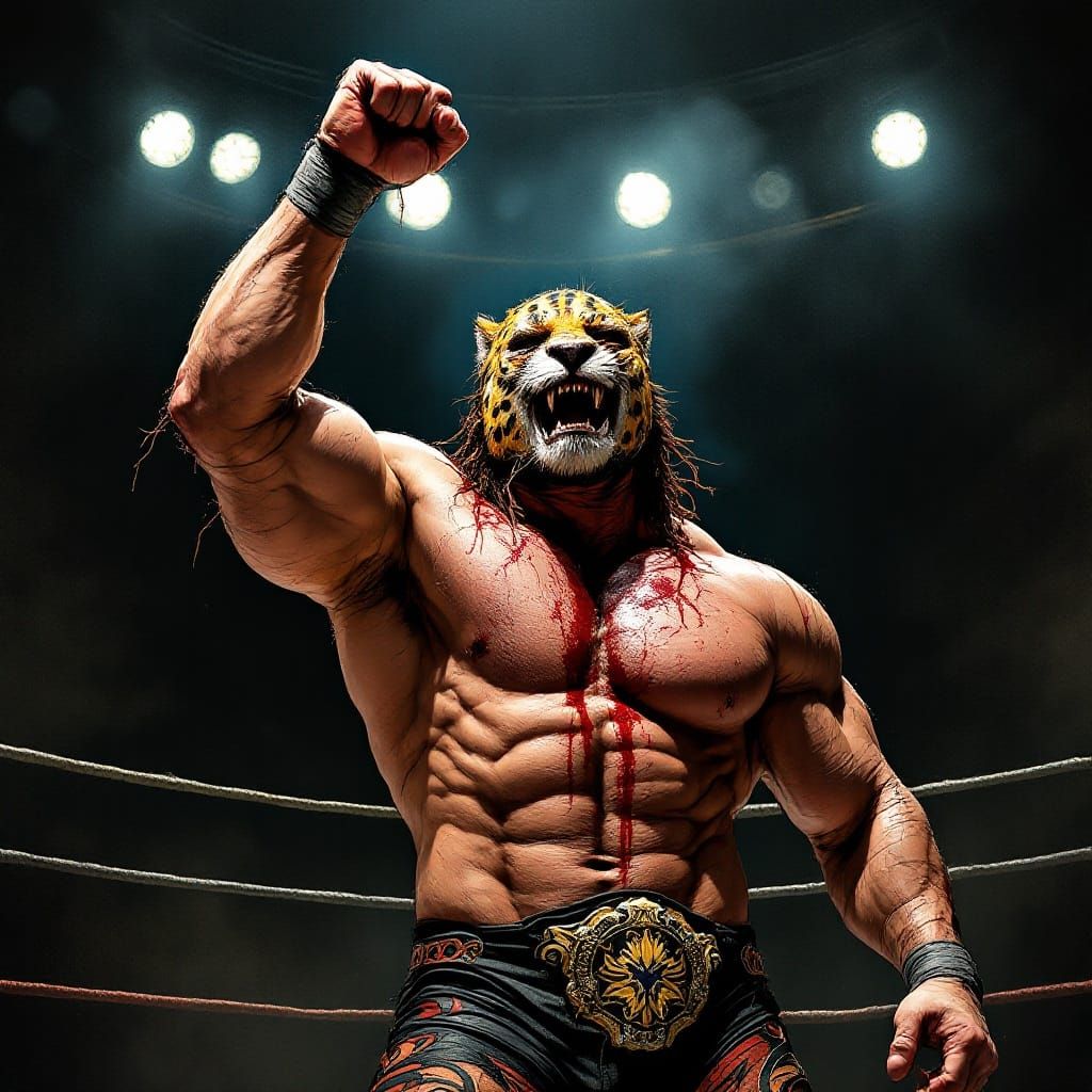 Wrestler Defies the Crowd in Gritty, Dimly Lit Arena