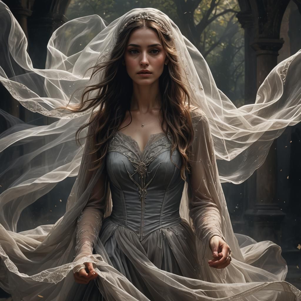 Veiled Girl Portrait in Dark Fantasy Style