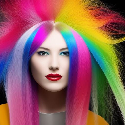 Rainbow Hair Lady: Neural Flower Mindscape