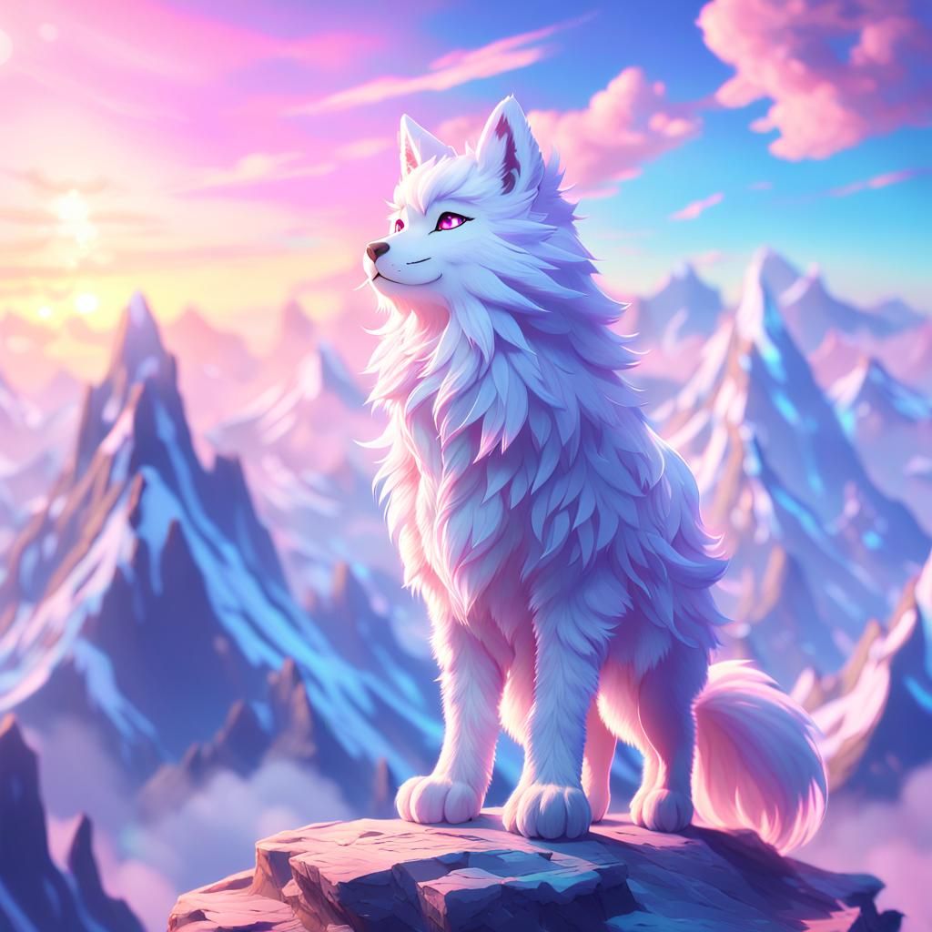 Heroic Primagen Furry on Mystical Mountain in 3D Anime Art