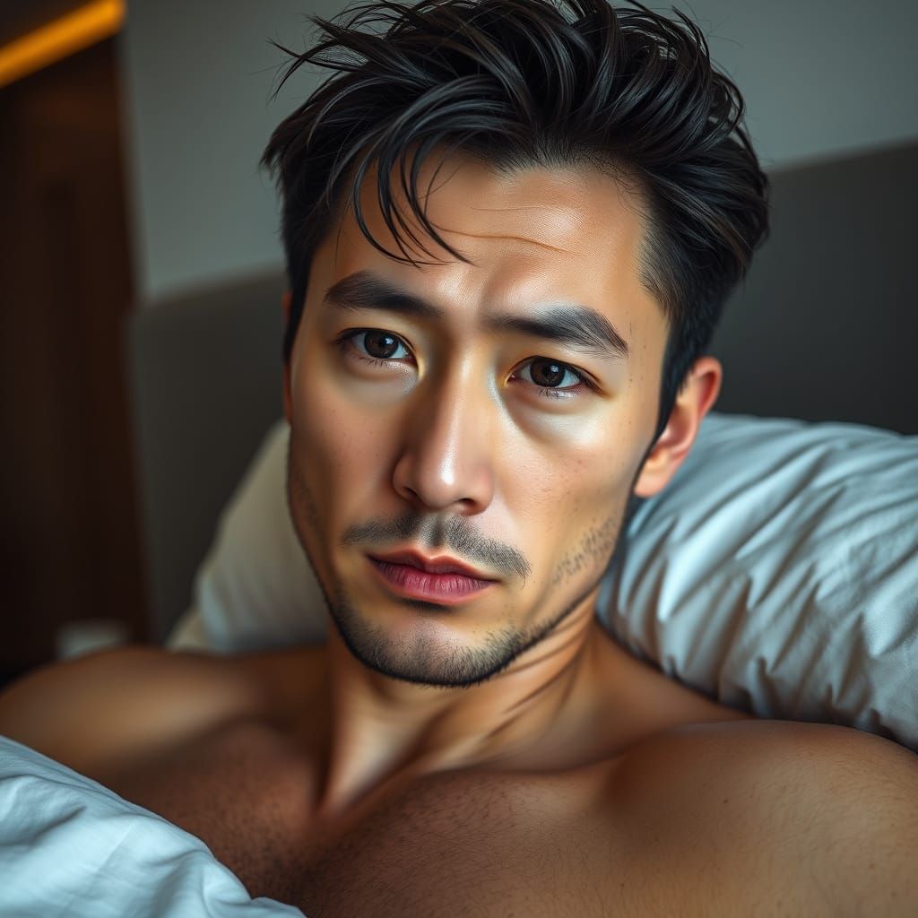 Handsome Anglo-Japanese Man Recovers in Modern Home