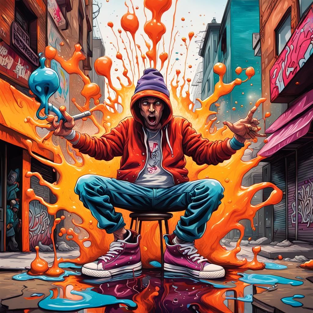 Surreal Graffiti Art Poster in Comic Style