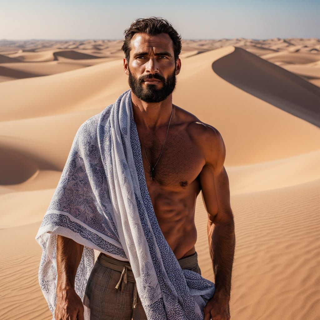 Desert Warrior in Traditional Attire