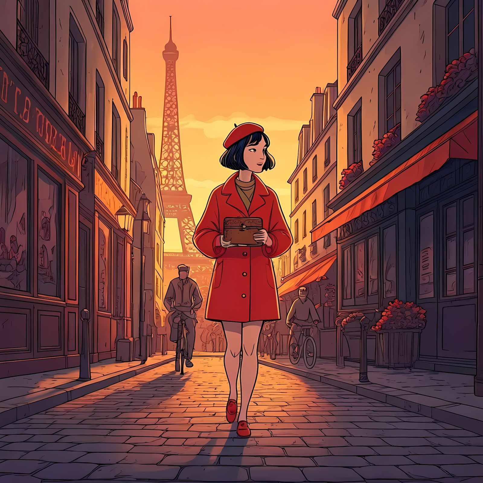 Amélie Walks Through Montmartre: Vibrant Comic Art