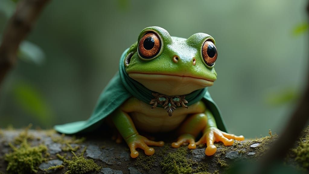 Surprised Frog in Dreamlike Setting