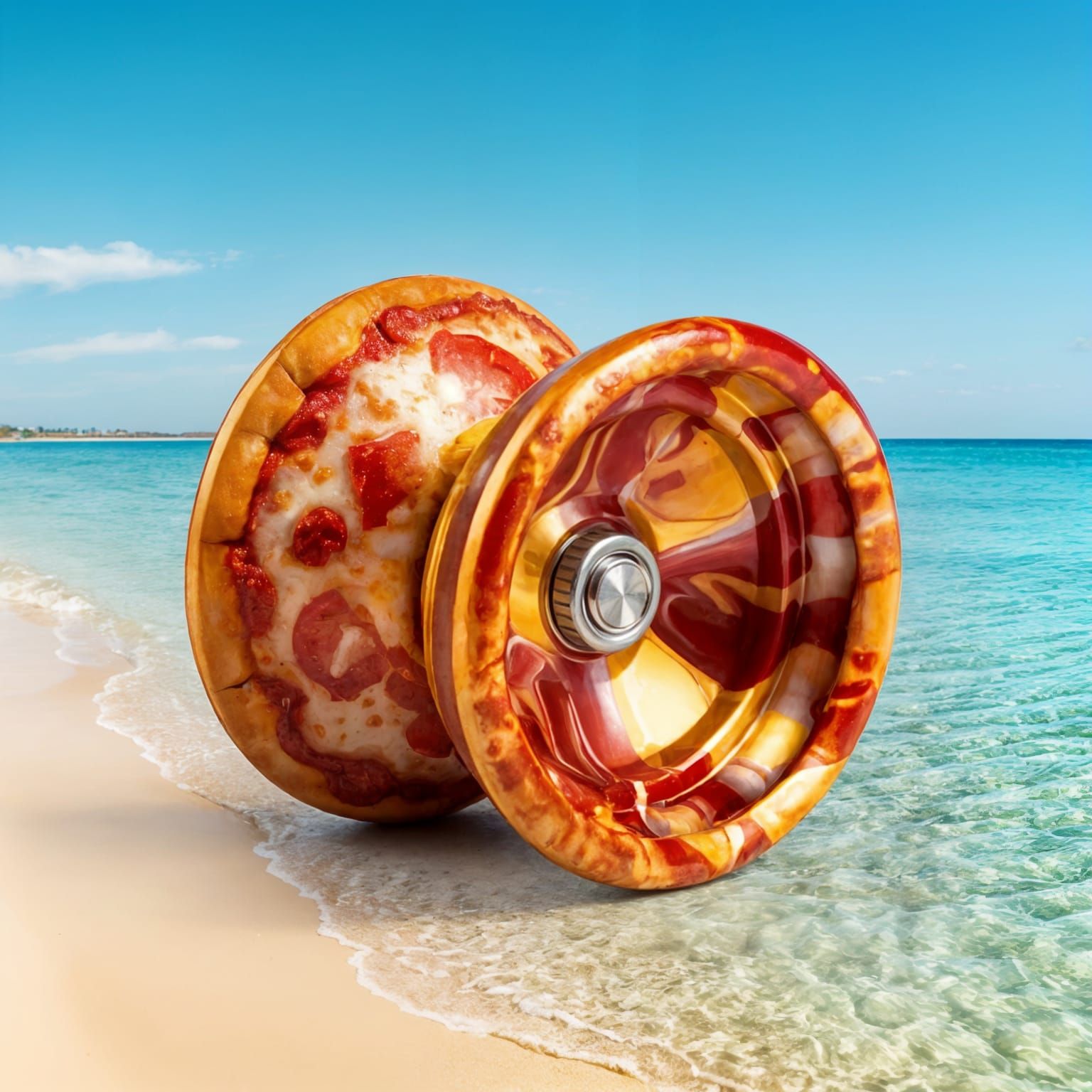 Pizza Yo-Yo on the Beach in 8K