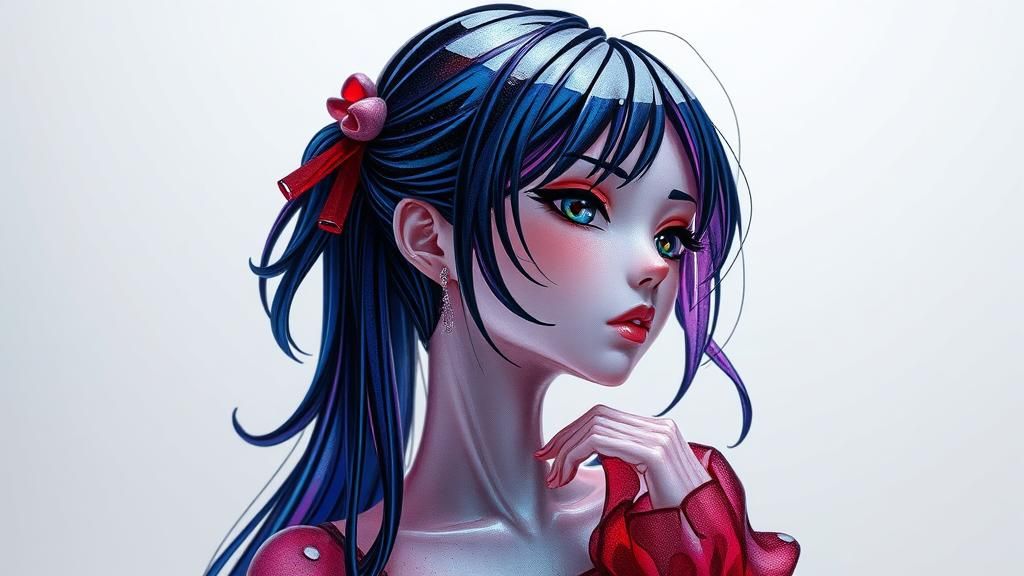 Anime Girl Glass Art in Shonen Style