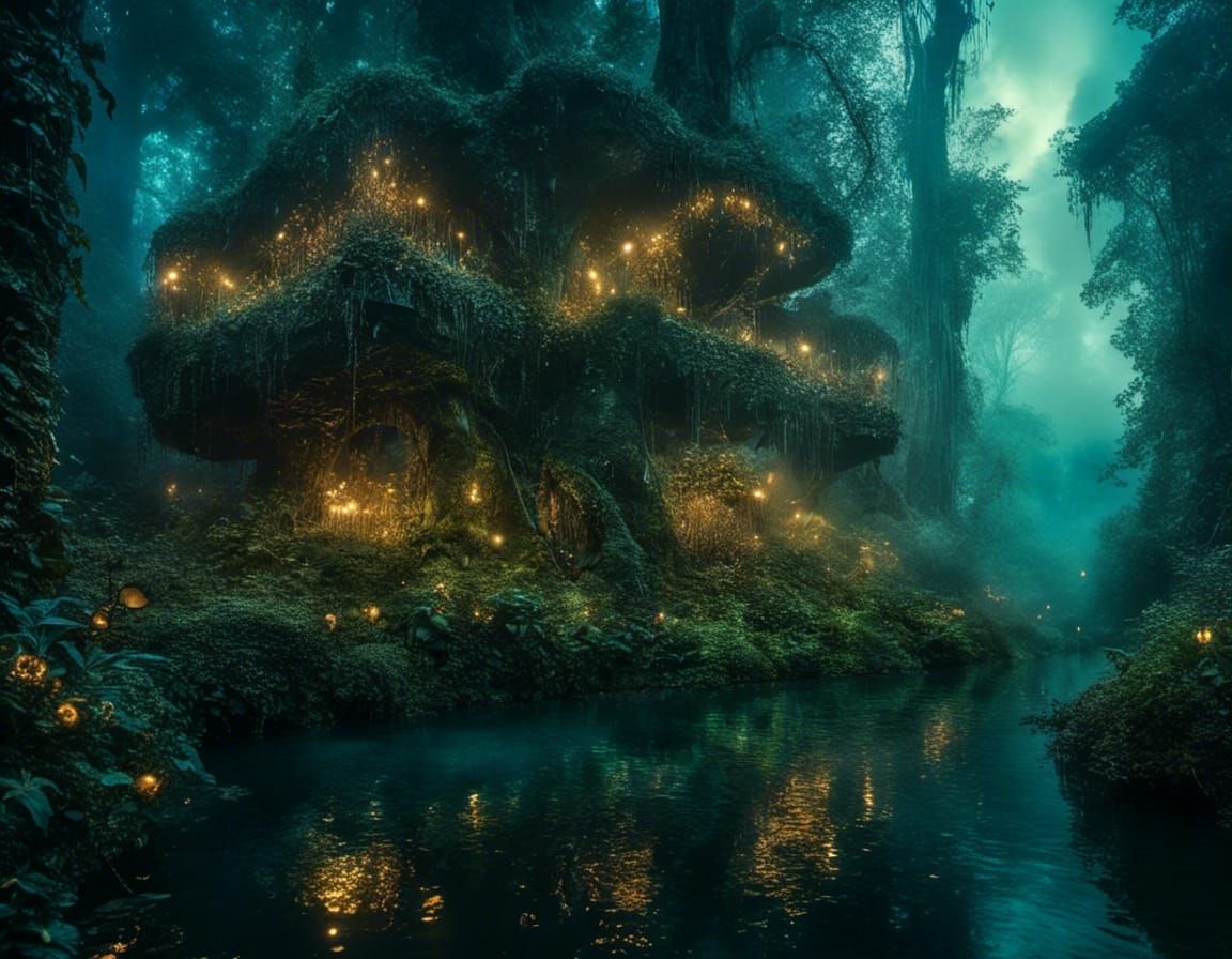 Enchanted Dark Fairycore Forest by Lisa Keane