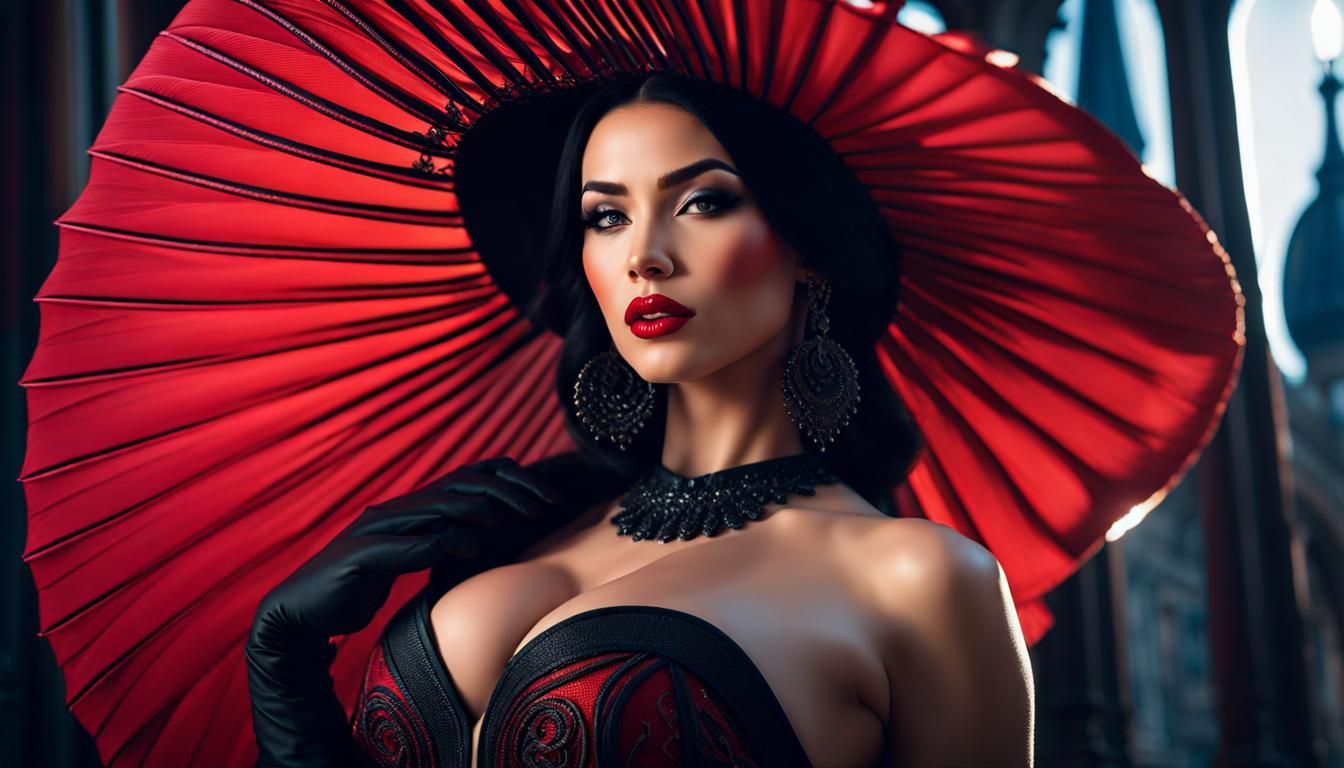 Stunning Woman in Luxurious Black Clothing