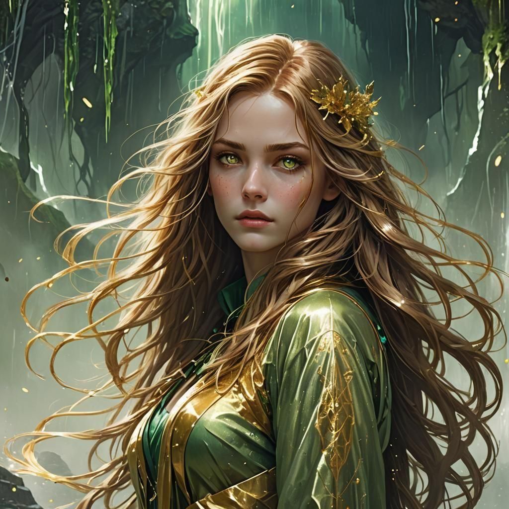 Ethereal Sci-Fi Beauty with Golden Hair