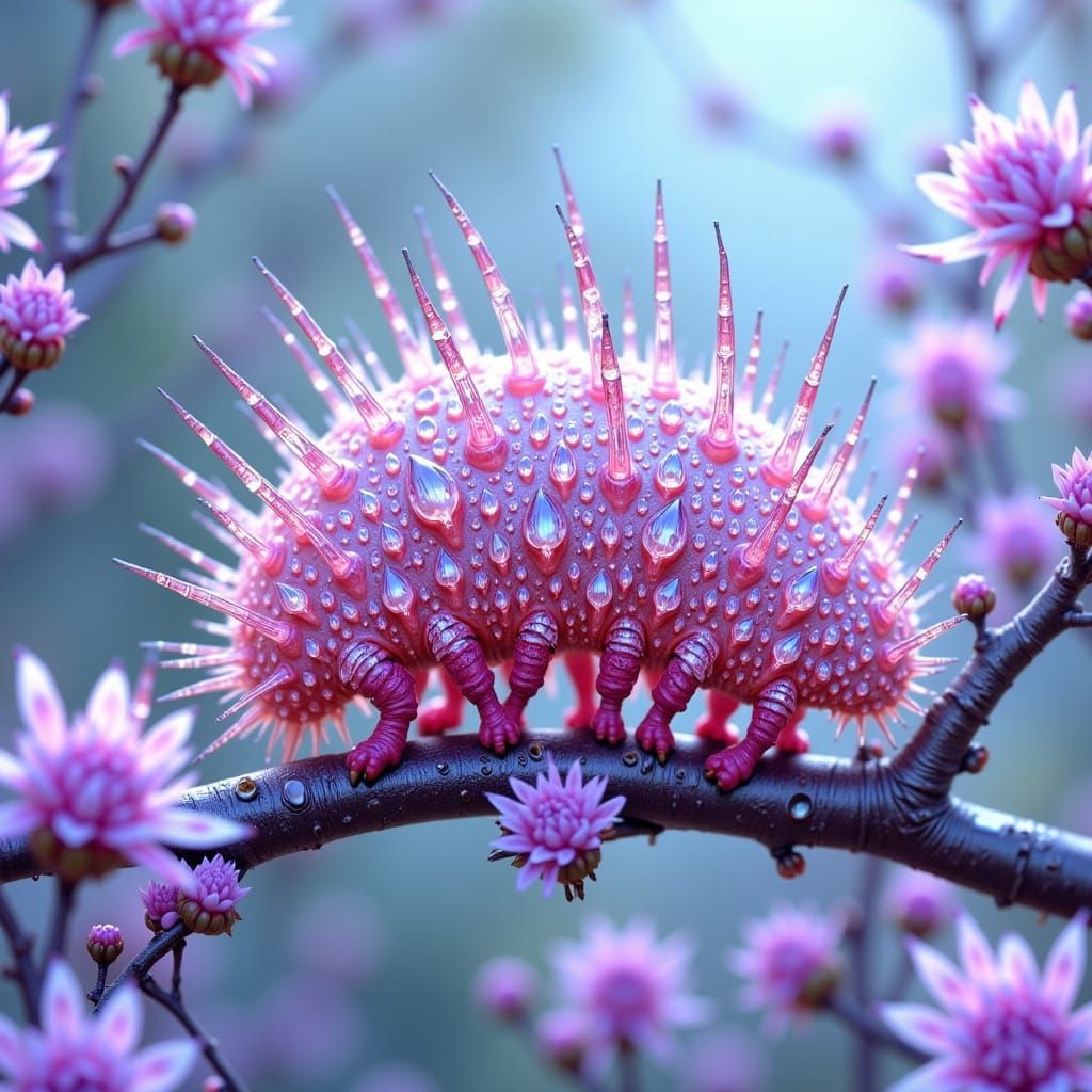 Iridescent Jewel Caterpillar with Crystalline Spines