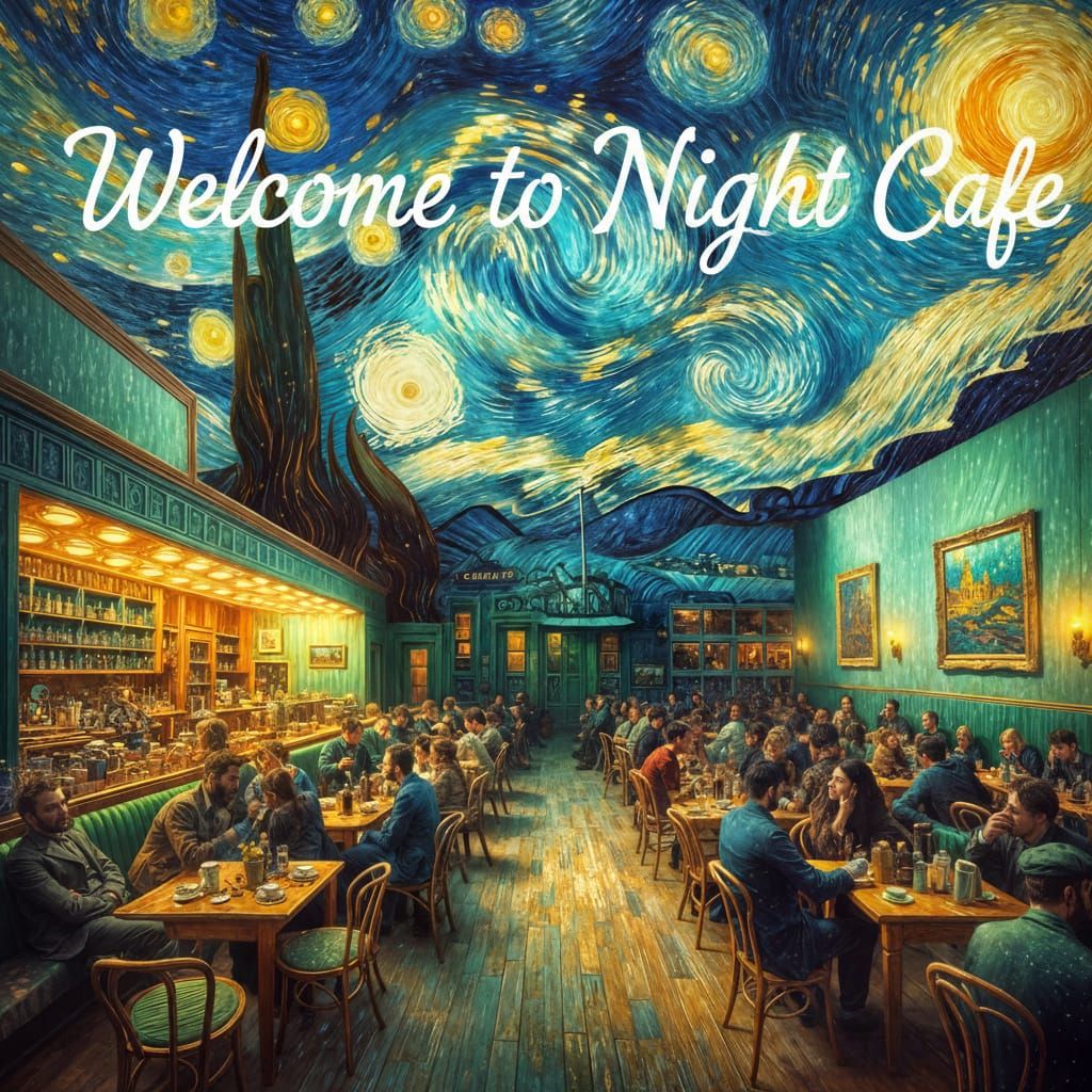 Van Gogh Inspired Cafe with Starry Night Ceiling in Cinemati...
