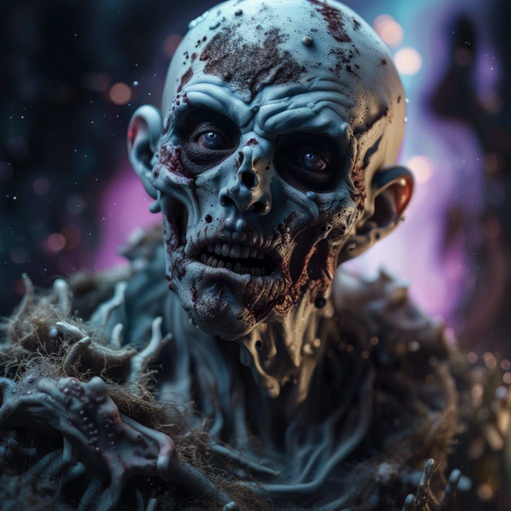 Baroque Zombie Portrait in Decaying Graveyard