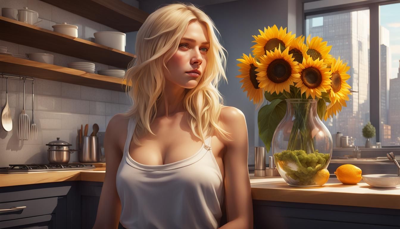 Blond Woman Portrait in Hyperdetailed Digital Art