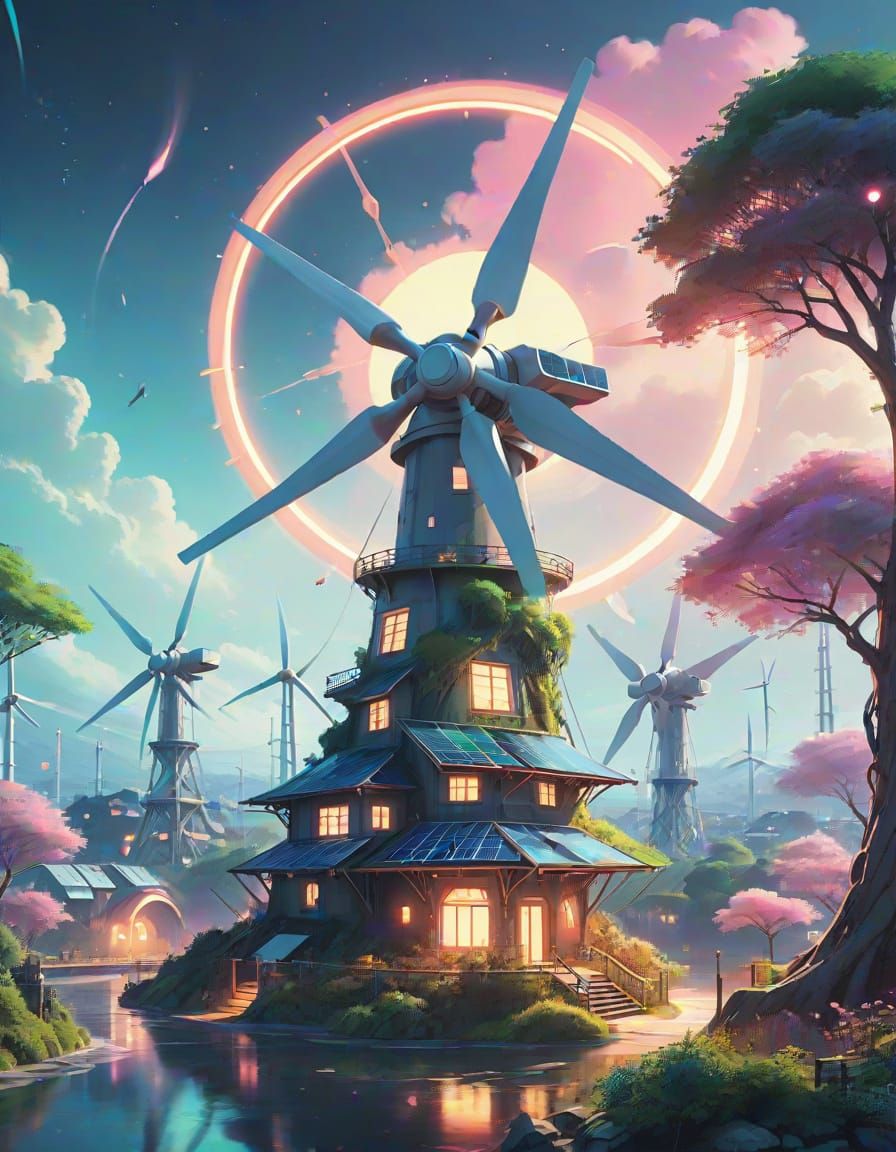 Whimsical Solarpunk Village Blooms in a Bioluminescent Tree