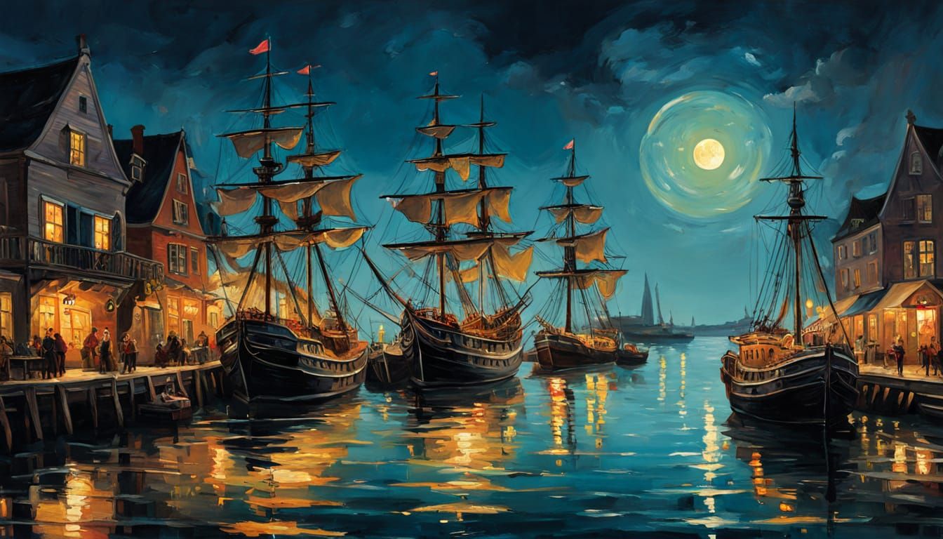 Pirates and Barmaids Dancing in Seaside Tavern