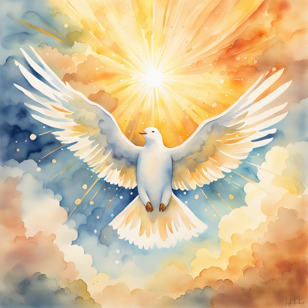 Ethereal Holy Spirit in Dreamy Watercolor Style