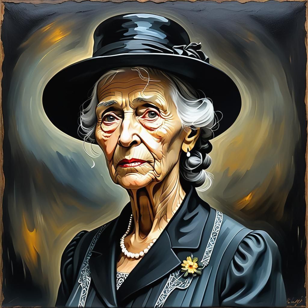Melancholy Grandmother in the Style of Van Gogh