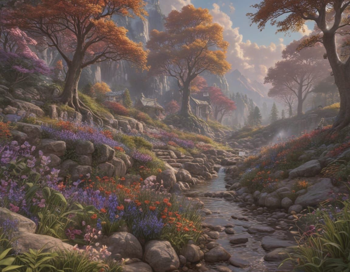 Ethereal Fantasy Landscape in Deep Color