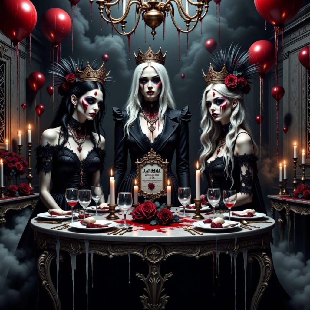 Undead Prom Queen and King in Gothic Horror Style