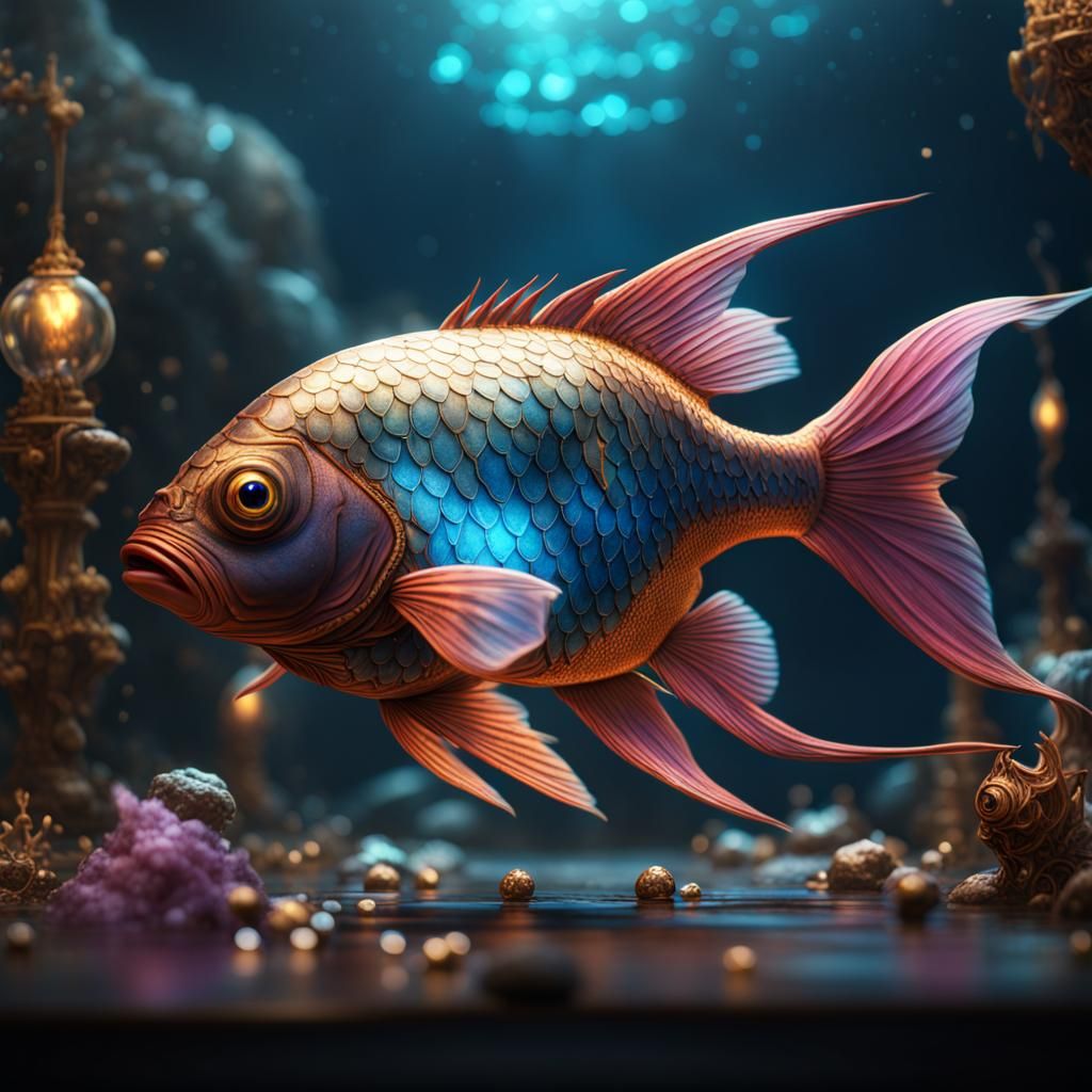 Jeweled Fish: Detailed Fantasy Art in Deep Color