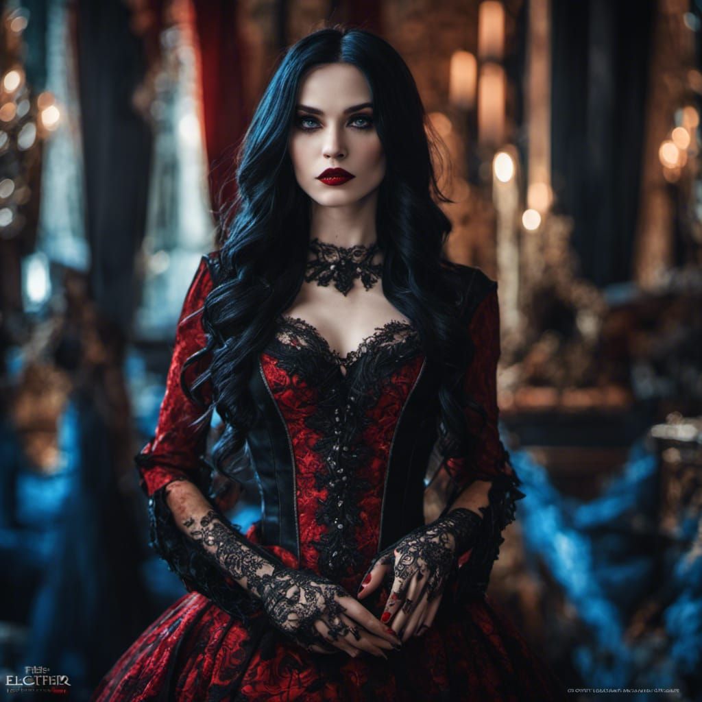 Vampire in Candy Art Style with Fangs