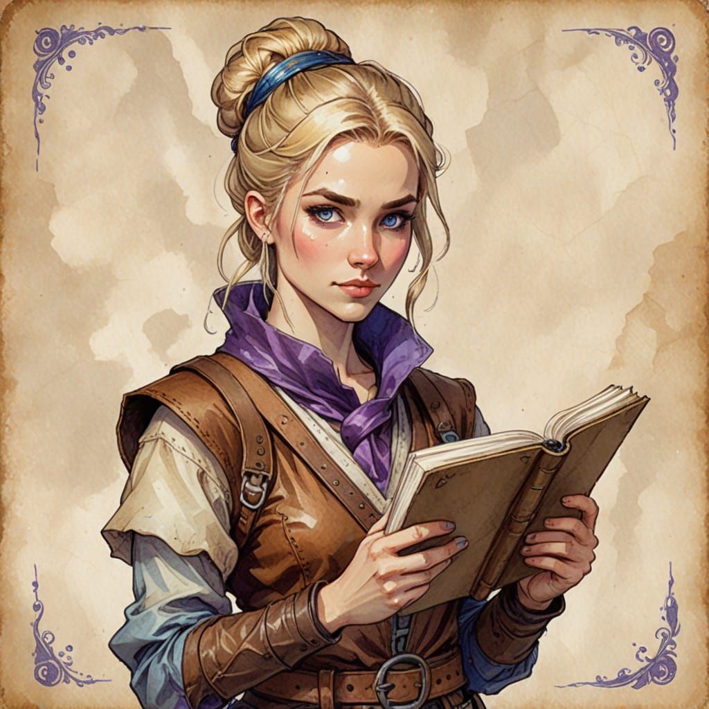 D&D Style Woman with Blue Eyes and Berries