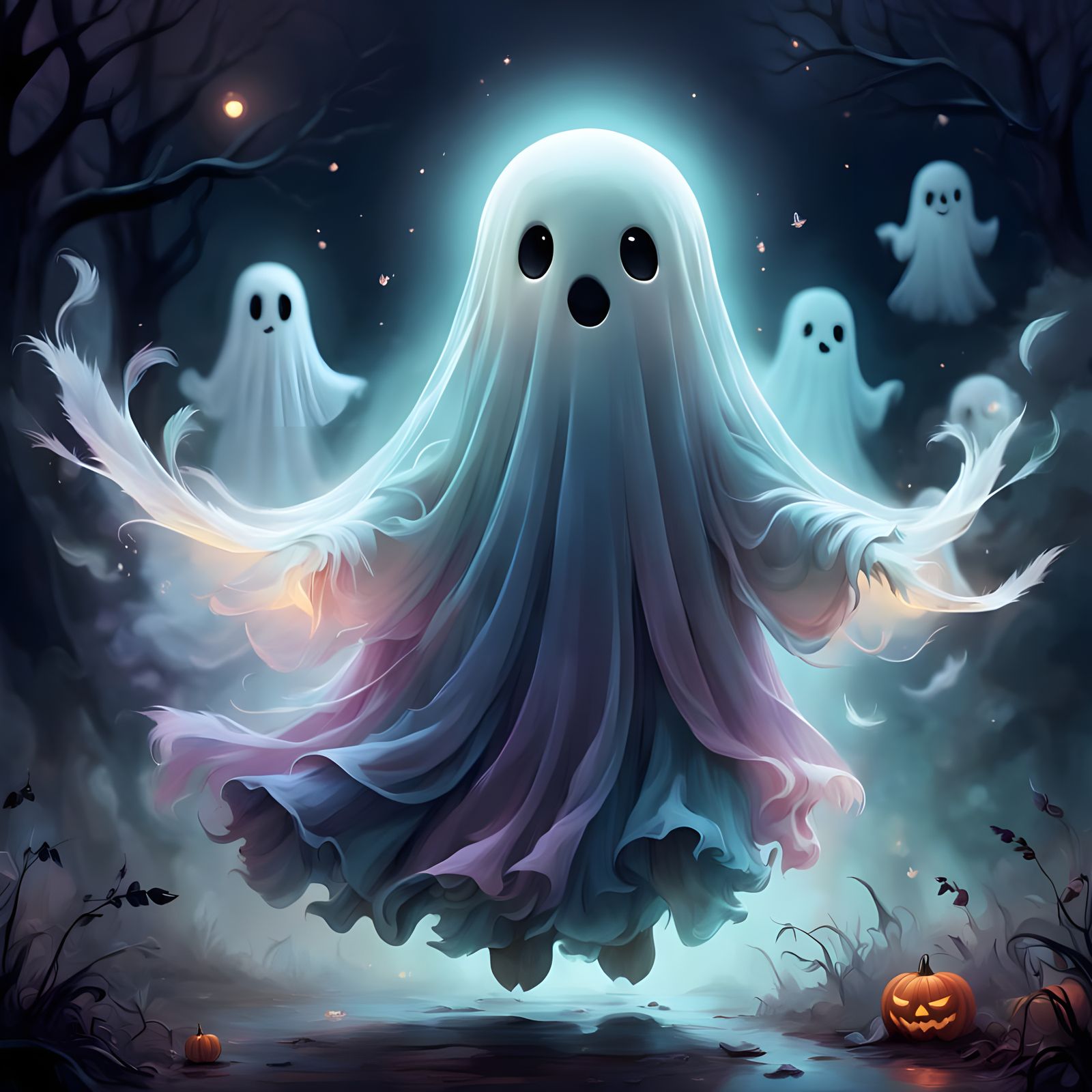 Whimsical Ghost in Dreamy Pastel Hues