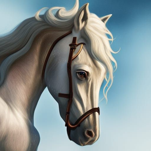 Southern Cowgirl on White Horse: Detailed Matte Painting