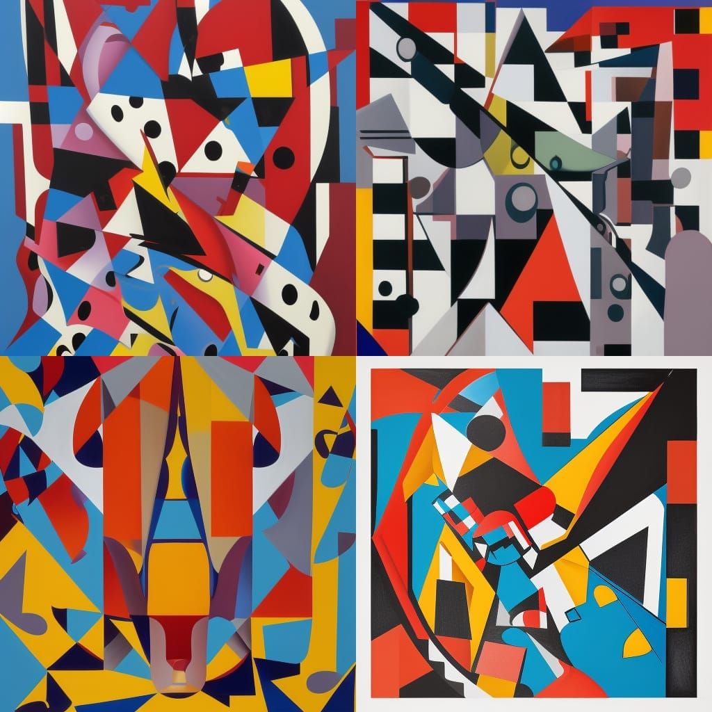 Geometric Dalmatian in Cubist Art Deco Style