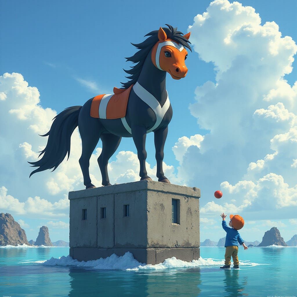 Horseclownfish: Legendary Pokemon in Psychedelic Cartoon Sty...