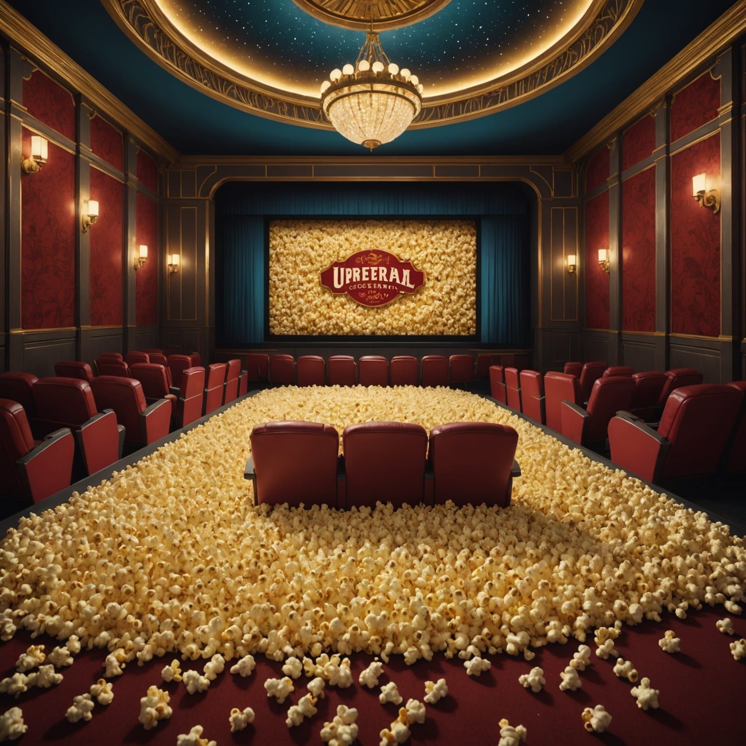 Enchanted Cinema: Popcorn Dreamscape in Fantasy Art