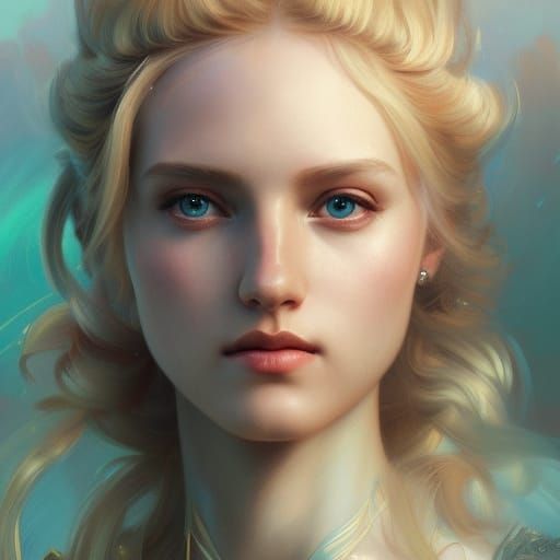 Blonde Princess Portrait in Art Nouveau Style