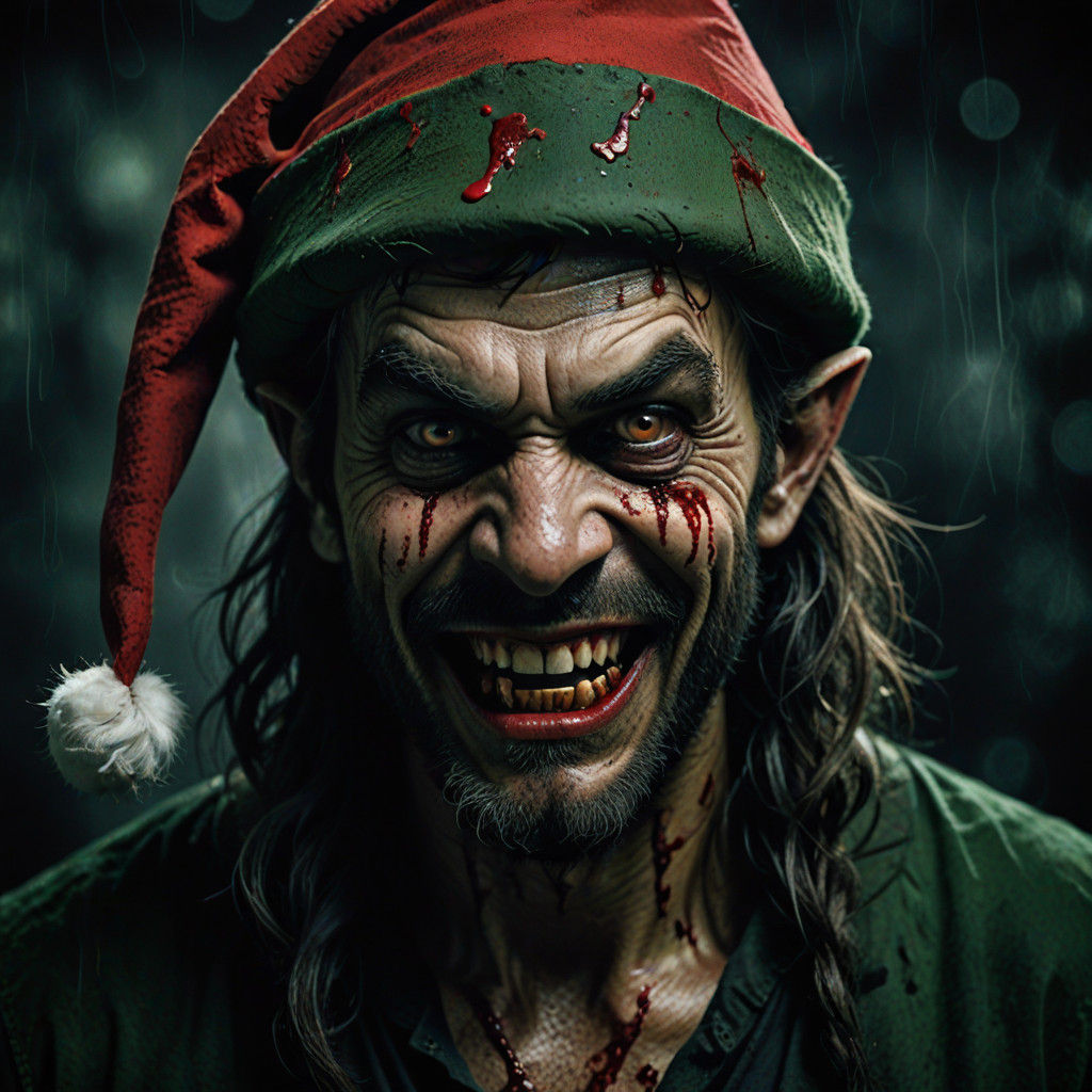 Dark Fantasy Portrait of a Bloodstained Evil Elf