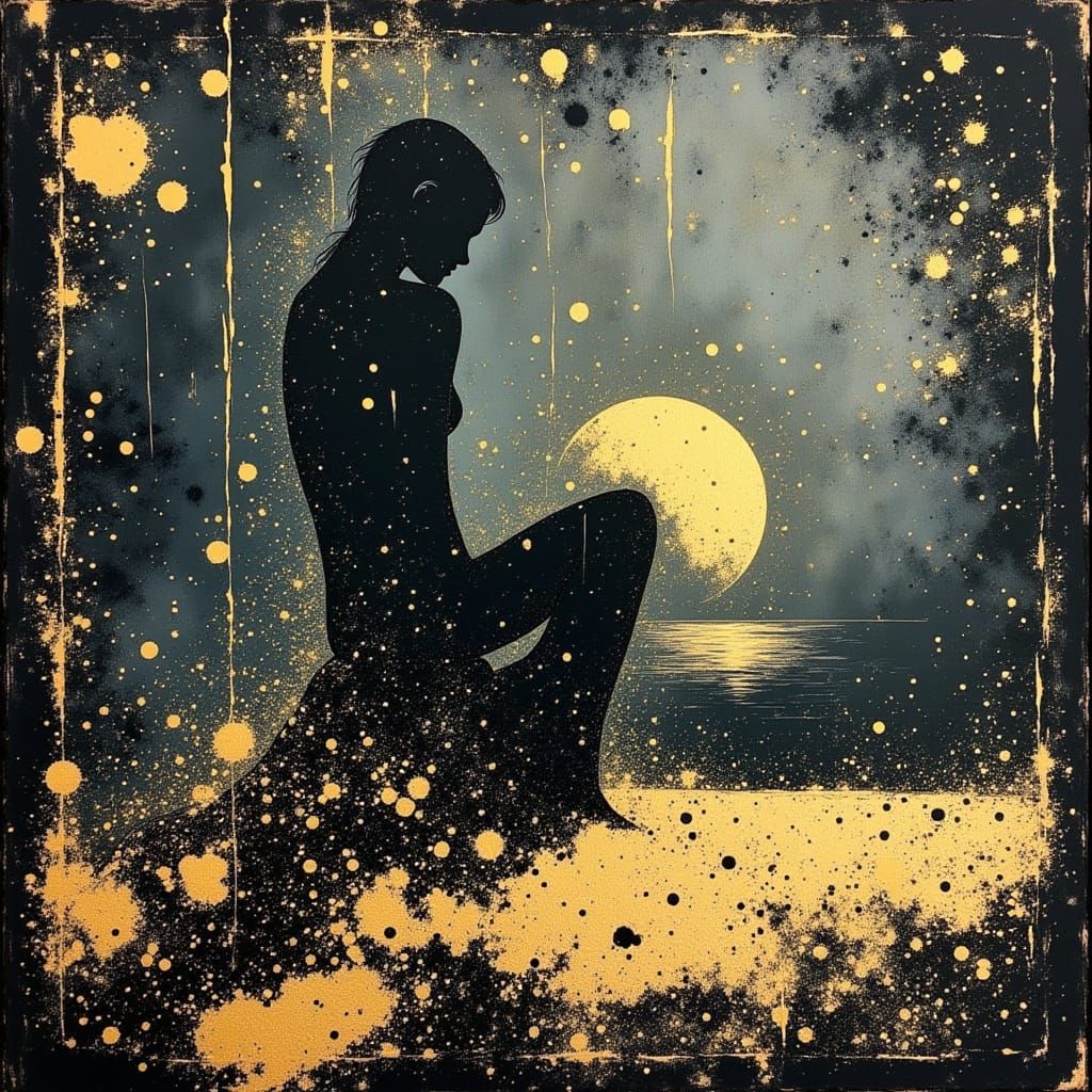 Dreamlike Landscape Art with Ancient Gold Accents