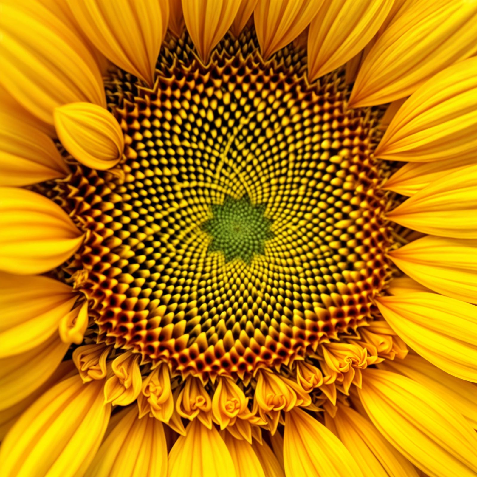 Vibrant Macro Sunflower with Fractal Centre in Oil Painting ...