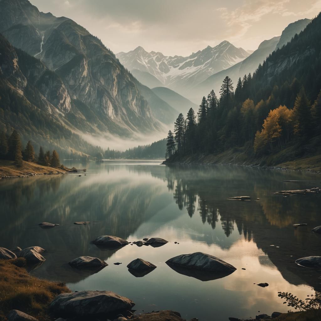 Breathtaking Mountain Lake at Golden Hour