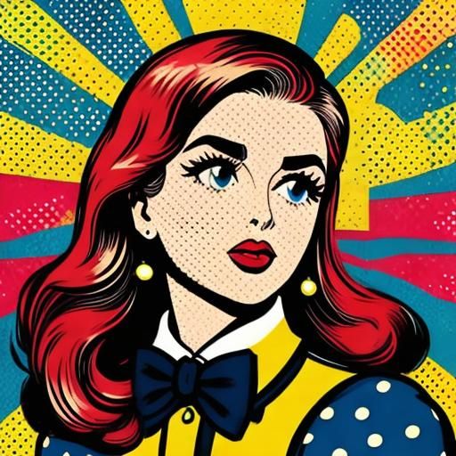 Pop Art Woman in Polka Dots, Lichtenstein Style