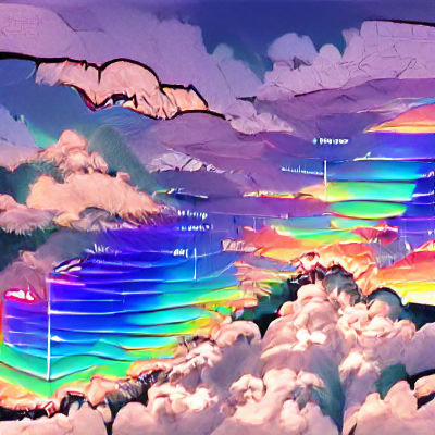 Ethereal Celestial Landscape with Glowing Clouds