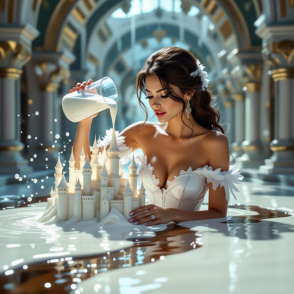 Woman Spills Milk Creating Magical Castle with Coffee River