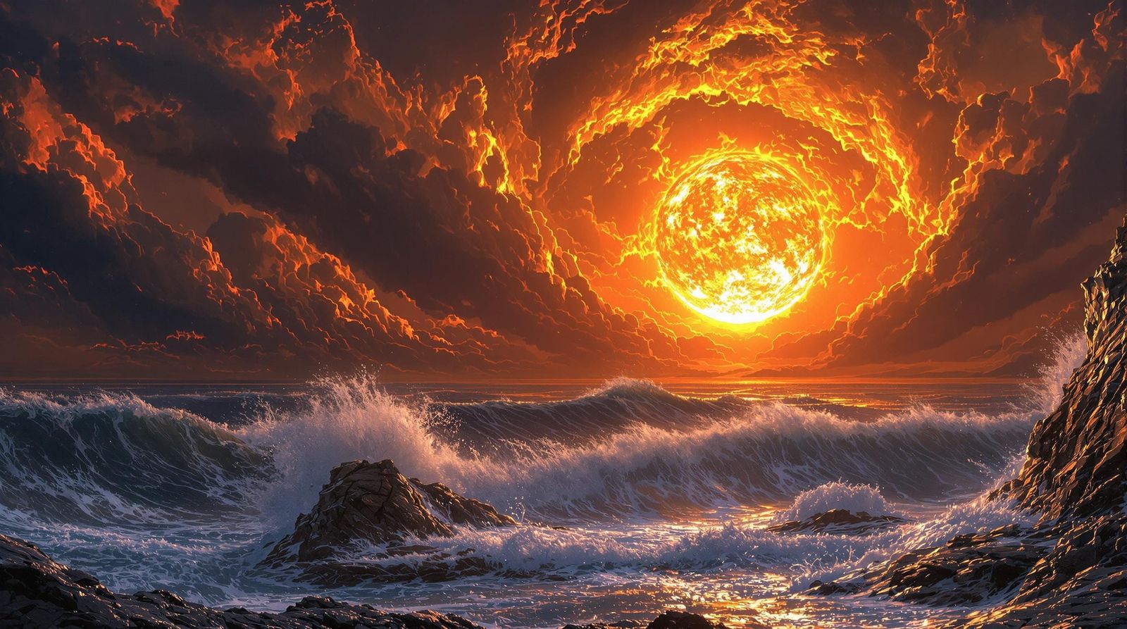 Searing Otherworldly Sunset Tearing through the Fabric of the Sky....