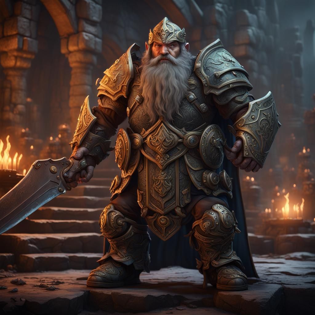 Dwarf Paladin in Detailed Fantasy Concept Art