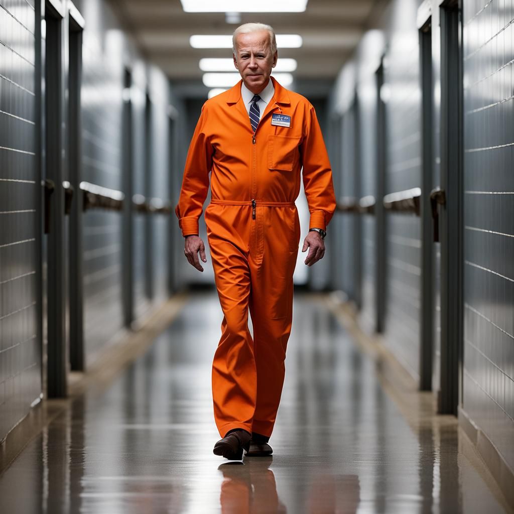 Joe Biden in Prison Jumpsuit: Photorealistic Image
