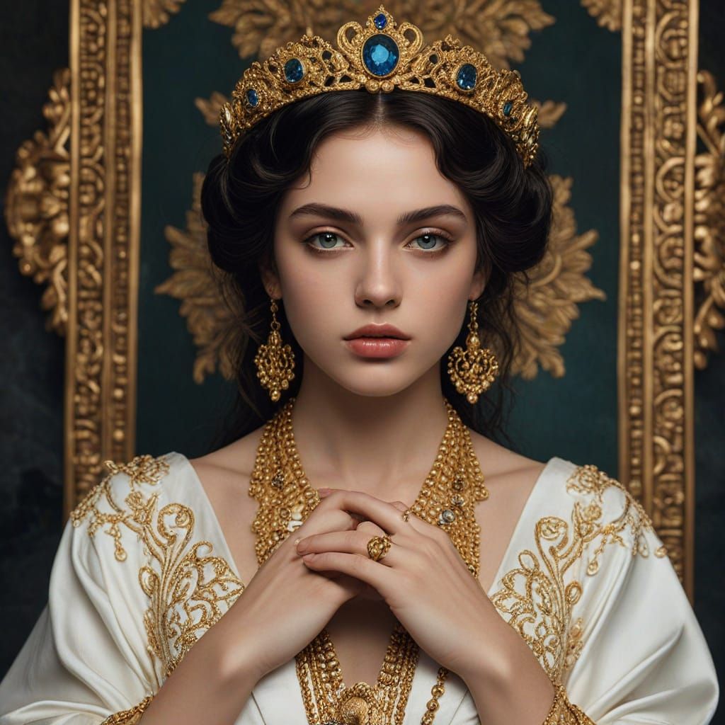 Divine Goddess in Golden Baroque Splendor