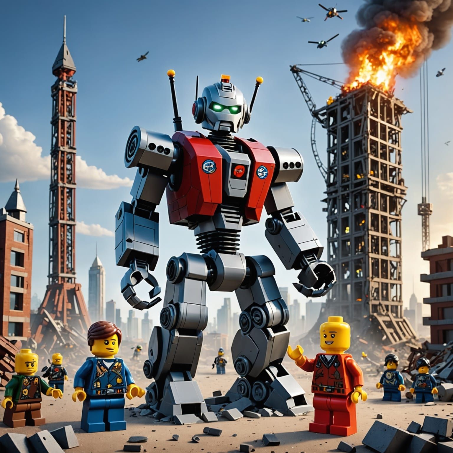 Robots and Lego Leaders Meet: Origami Style Truce