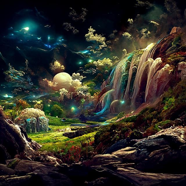 Ethereal Fantasy Castle Landscape in Digital Art